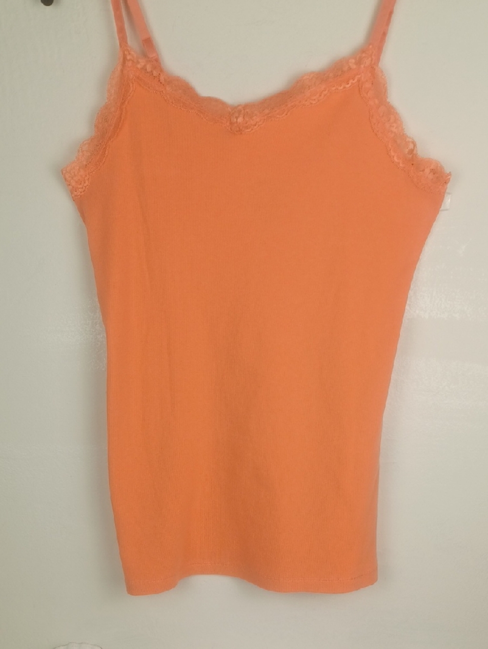 Faded Glory Tangerine Lace-Trim Micro Ribbed Camisole Like New! XL 16-18